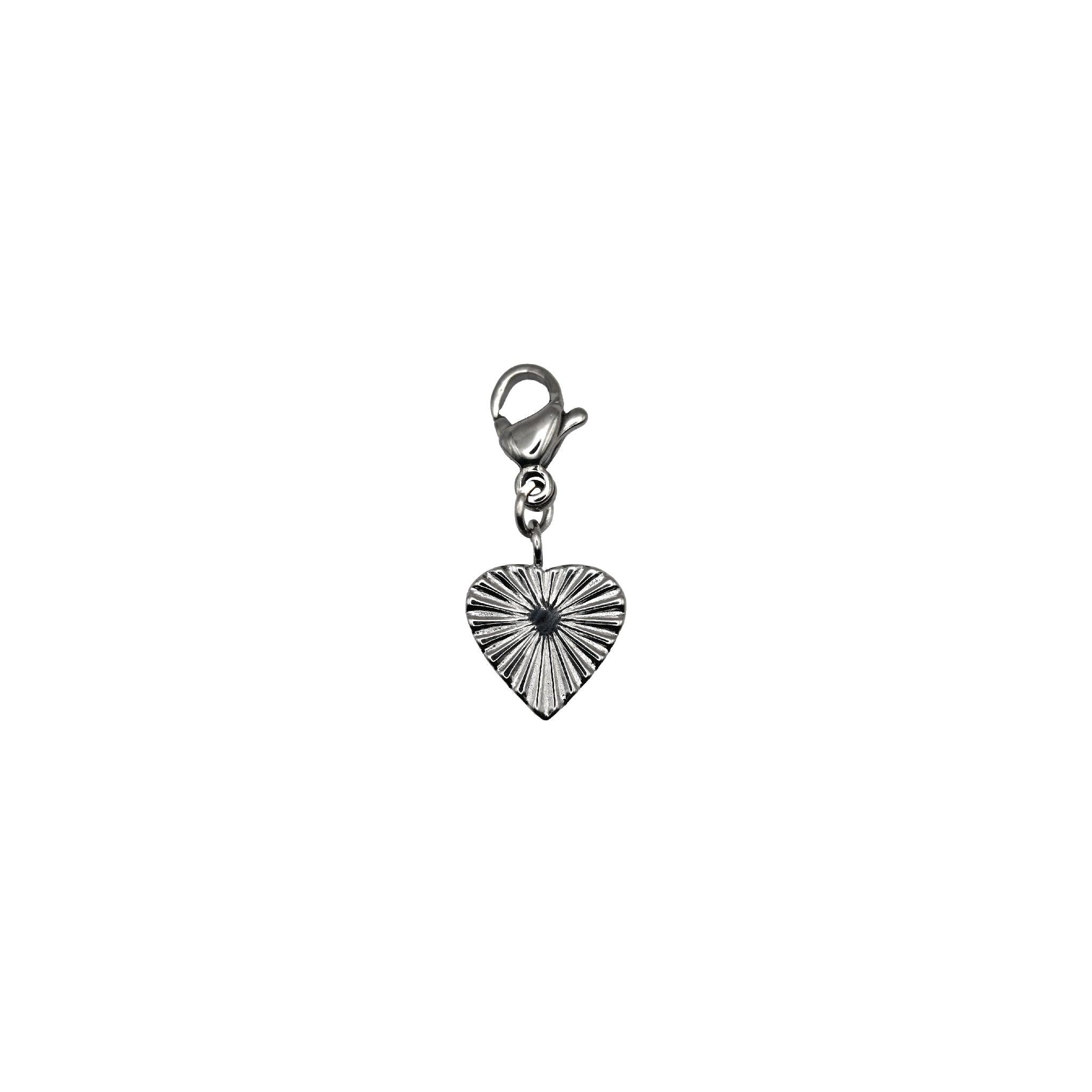 charm coeur argent en acier inoxydable
